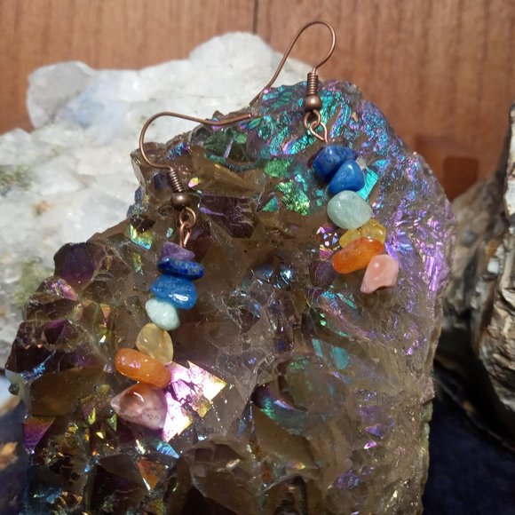 Chakra Balancing Gemstone Earrings - Picture 3 of 3